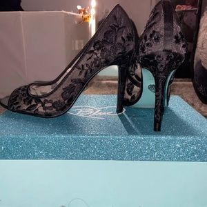 Black Lace Sheer Open Toe Heel